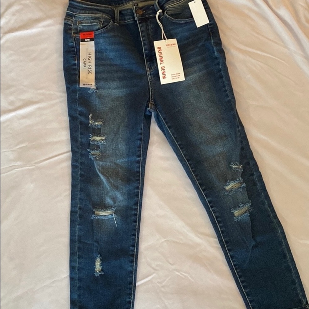 High Rise Capri Wax Jean Collection Size 31